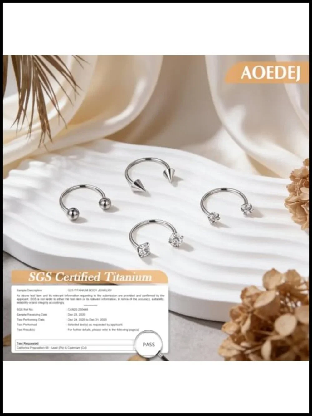 20G Titanium Horseshoe Nose Ring Internally Threaded Septum Jewelry Lip Ring